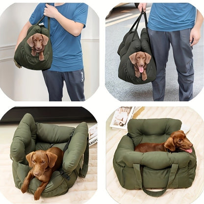 Cadeira de Carro para Cães com Cinto de Segurança - Cama para Pets Antiderrapante para Cães Pequenos, Transportador de Viagem Lavável com Cintas de Segurança para Carro