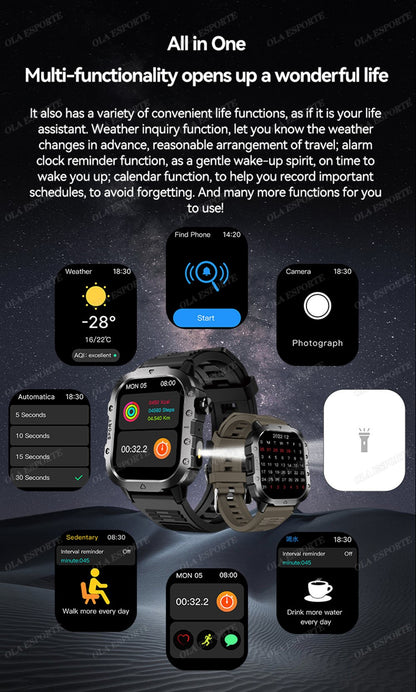 2025 New SmartWatch Men For Women Militray Outdoor GPS Track Sport Watches Heart Rate Sleep Waterproof Smart Watch IOS Android