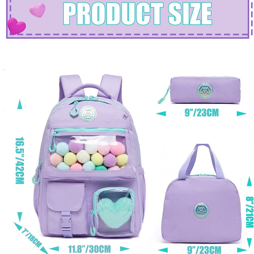Mochila Meetbelify para Meninas Mochila Estética para Estudantes do Ensino Fundamental Adolescentes Meninas