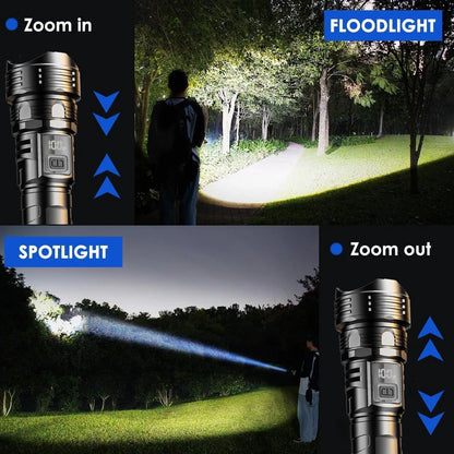 USB Rechargeable High Power LED Flashlight Super Bright Torch, Portable Hand Light for Camping, Hiking  Emergency Survival