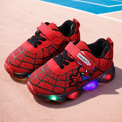 2025 New Boys Breathable Lighted Sneakers Spiiderman Children's  Luminous Shoes Student Teenager Sport Shoes Kids Casual Shoes
