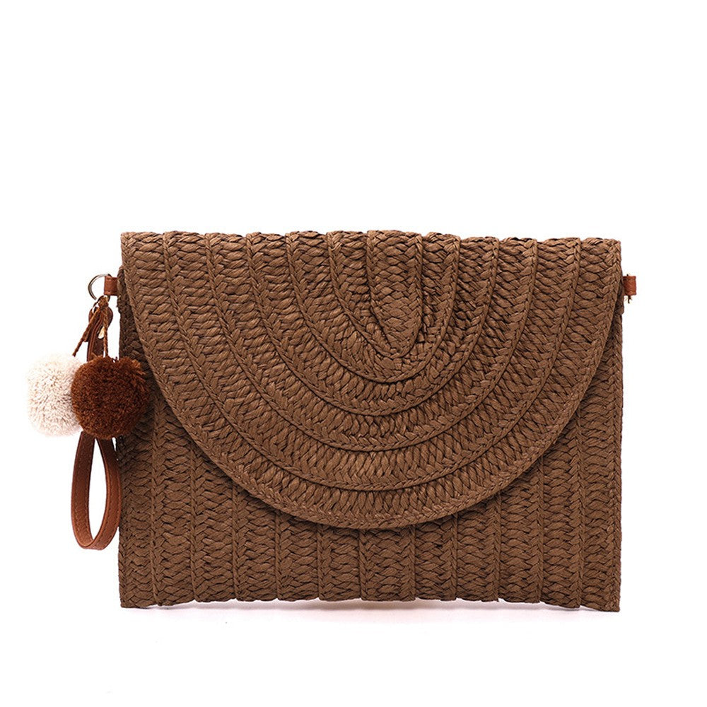 Handmade Ladies Straw Woven Bags Women Summer Holiday Beach Casual Clutch Purse Elegant Shoulder Handbag Raffia Envelope Wallets