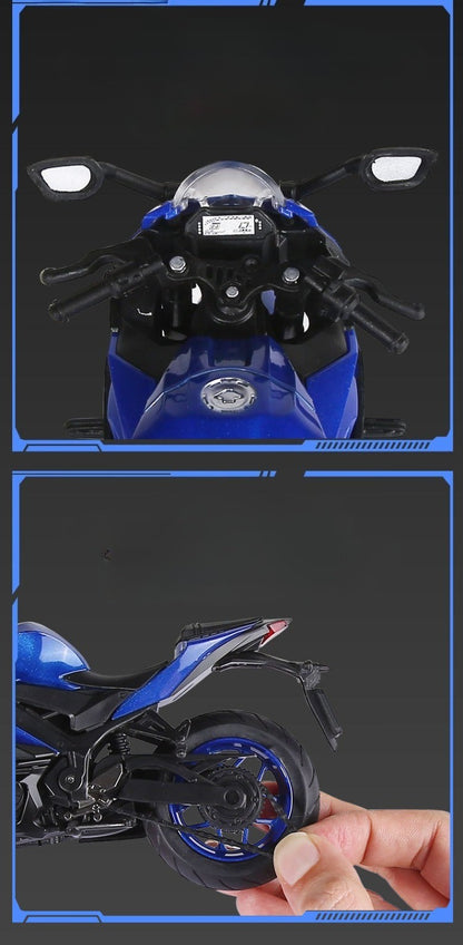 Simulação 1/12 Yamaha R3 Liga Modelo de Motocicleta Luz e Som Carro de Brinquedo para Crianças Menino Presente de Aniversário Miniatura Voiture