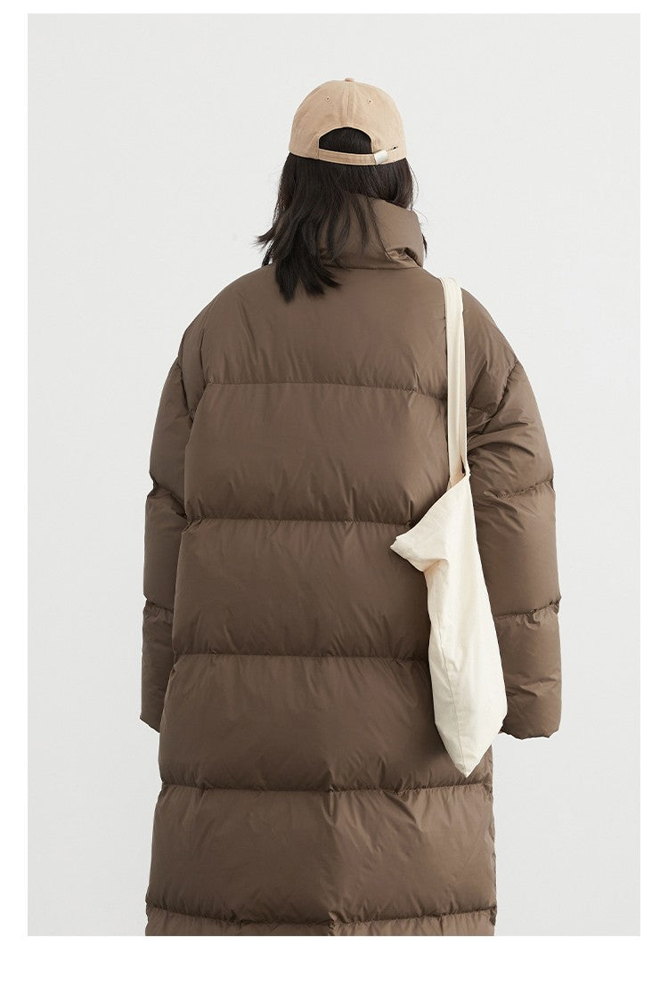 CHIC VEN Women Down Coats Loose Thick Stand-up Collar New Long Thick Down Jacket 80 White Duck Down Female Outerwear Winter 2024