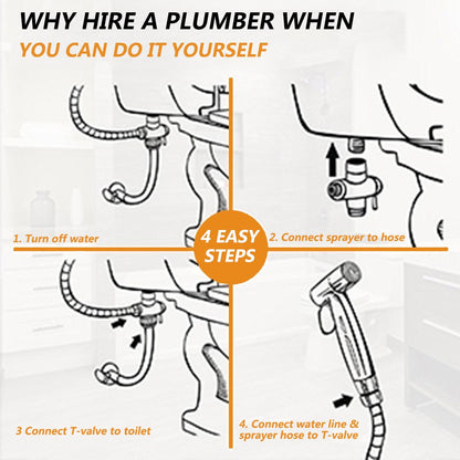 Handheld Toilet Bidet Sprayer Set Kit Stainless Steel Hand Bidet faucet for Bathroom Hand Sprayer Shower Head Self Cleaning