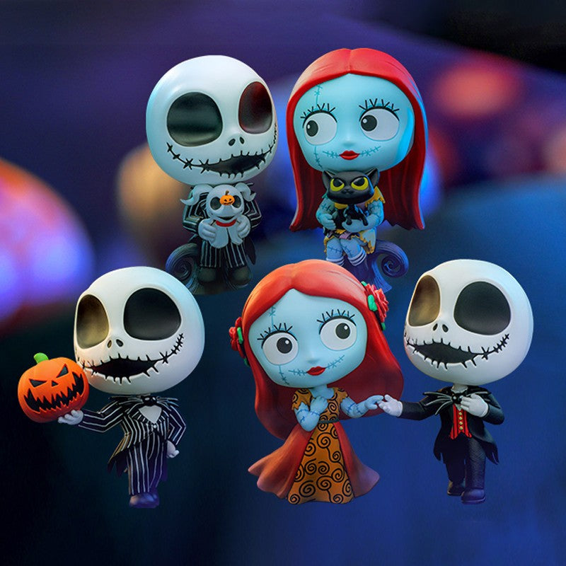 Hot Toys The Nightmare Before Christmas Sally Jack Skellington Cosbaby Mini Action Figure Fashion Cute Halloween Collection Gift