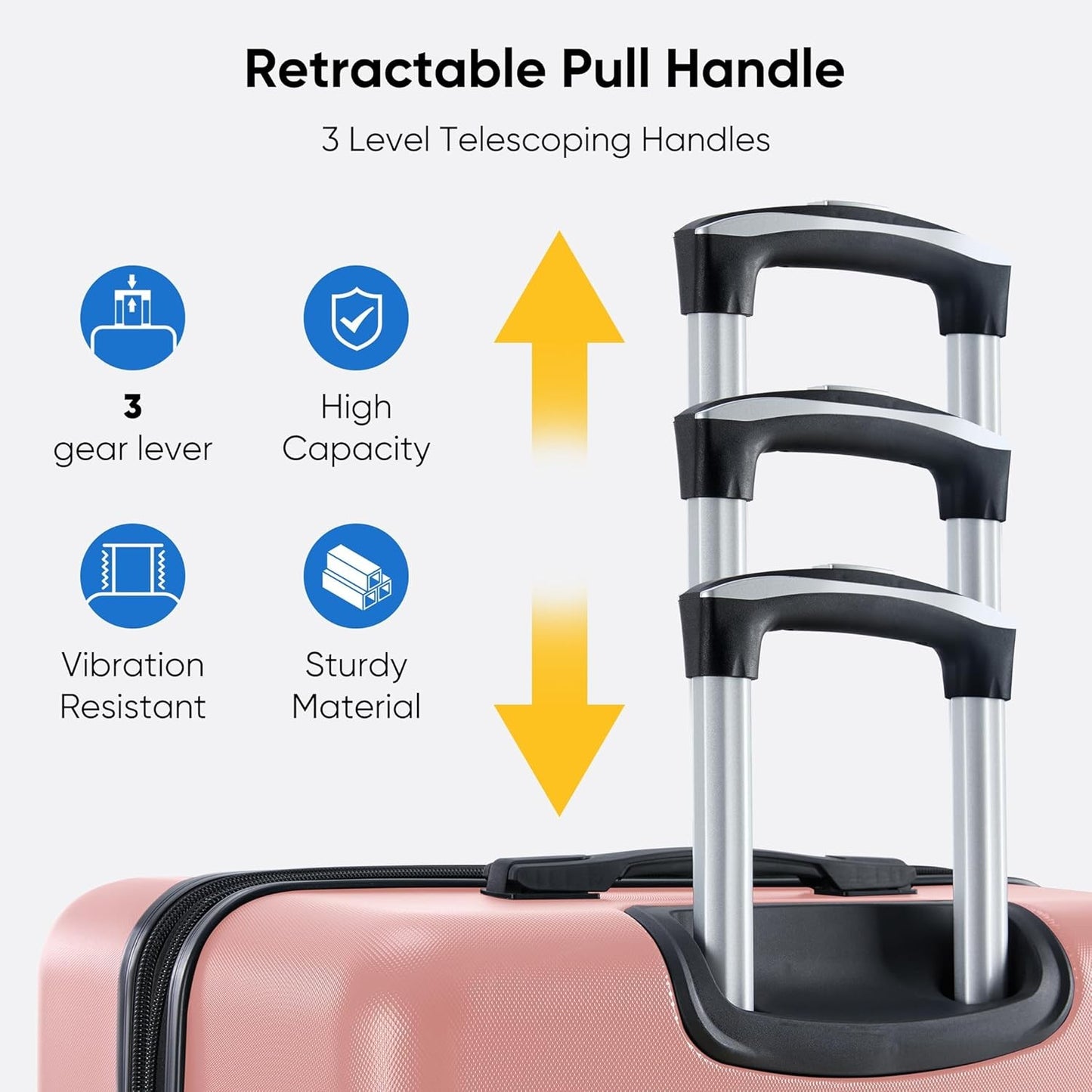 24 Inch Luggage, Hardside Suitcase with Spinner Wheels, TSA Approved Lock, Expandable Medium Suitcase for Travel & Business–Pink