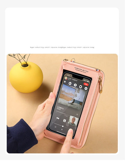 Women Crossbody Bags Touch Screen Cell Phone Purse 2023 Fashion Shoulder Bag Mobile Mini Wallet Card Holder Handbag for Female