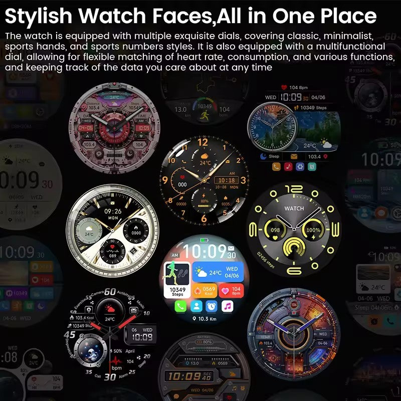 Smartwatch GUHUAVMI GT5 Pro 2025 Masculino com Tela HD AMOLED, GPS, Monitor de Trajetória de Movimento, Frequência Cardíaca, Chamada Bluetooth e 1.52", IP68