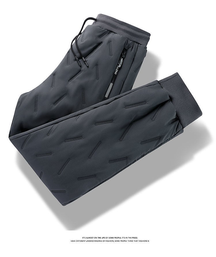 Men's Winter Thiened Fce Lined down Cotton Pants Casual Spor Long Trousers Loose Fit Warm Outerwear for Autumn And Winter