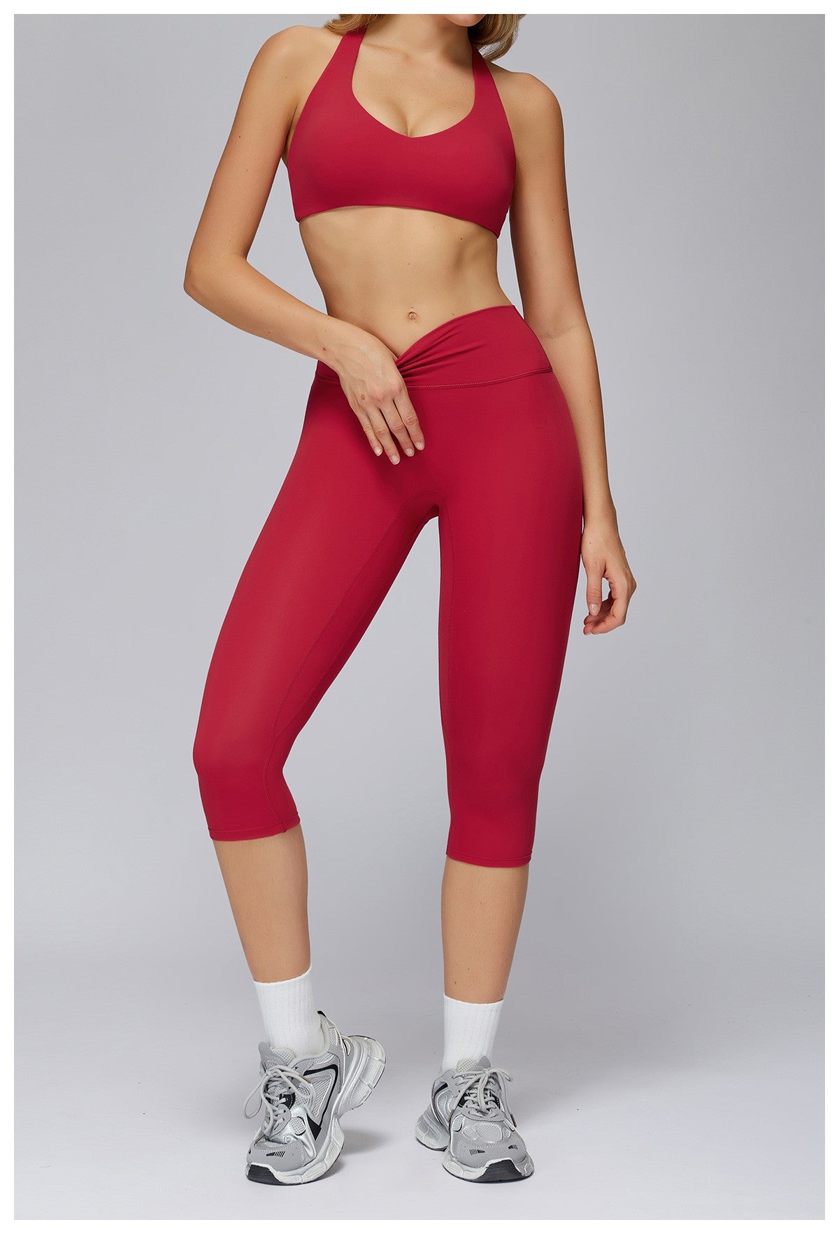 Hearuisavy Sports Set Women Gym H-Back Brushed-Feel Yoga Bra Running Breathable Quick Dry Tight Fitness Top High Waisted Pants