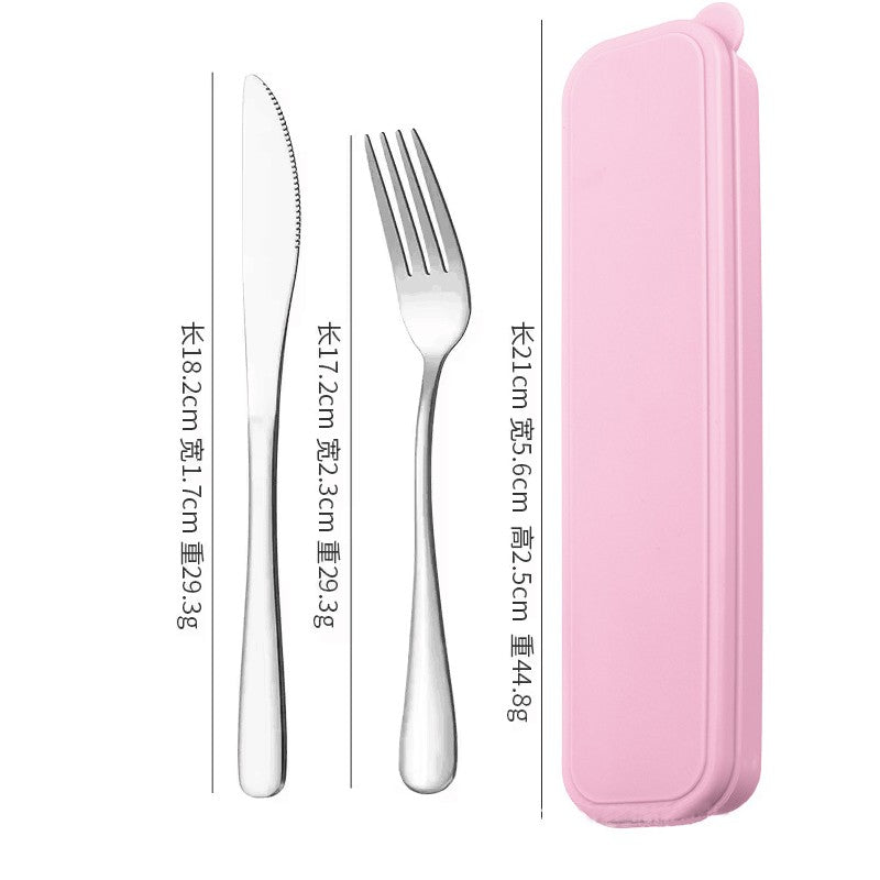 Portable Stainless Steel Cutlery Suit with Storage Box Chopstick Fork Spoon Knife Travel Tableware Set Camping Cutlery