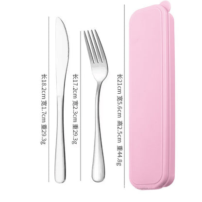 Portable Stainless Steel Cutlery Suit with Storage Box Chopstick Fork Spoon Knife Travel Tableware Set Camping Cutlery