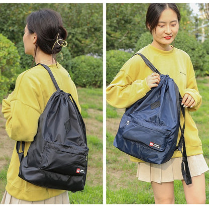 Mochila de Cordão Oxford para Exterior Unissex Bolsa Leve de Nylon Esportiva de Viagem de Grande Capacidade Versátil