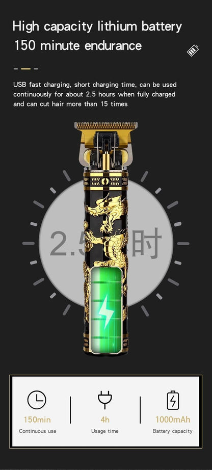 Electric Hair Clipper Professional Men's Hair Clipper LCD Display T-Blade Trimmer Zero Gap Cordless Rechargeable Men's Trimmer G