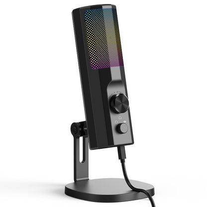 Microfone Condensador 3,5 mm com Cancelamento de Ruído ENC, Iluminação LED RGB, Compatível com PC/PS4/PS5/Mac/Android, Ideal para Stream