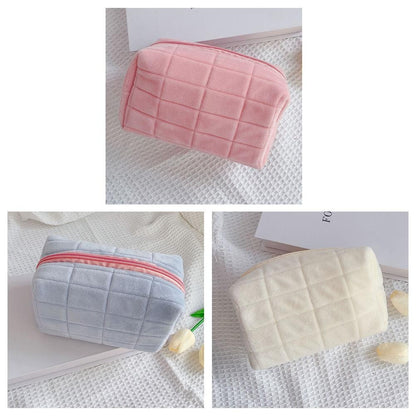 Makeup Organizer -  High Capacity Multi-Pockets Velvet Checkered Stress-Relief Cosmetic Bag Travel Toiletry Case for woman
