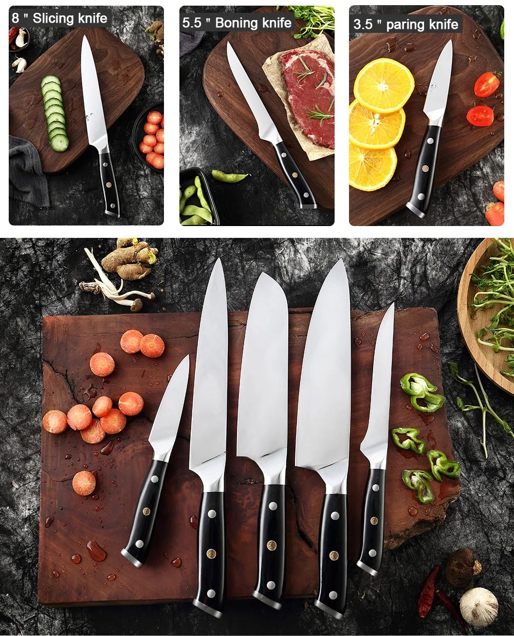 Conjunto de Facas de Cozinha XITUO Super Aço Alemão Faca do Chefe Faca Santoku Japonesa Faca Utilitária Cutelo Faca de Fatiar Descascar Nova Ferramenta de Culinária