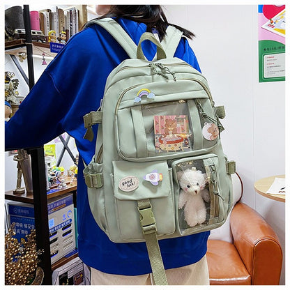 Mochila Feminina Fofa Desenho Animado Moda Adolescente Estudante Mochila Escolar Adorável Bolsa Feminina Mochila Escolar Versátil para Meninas
