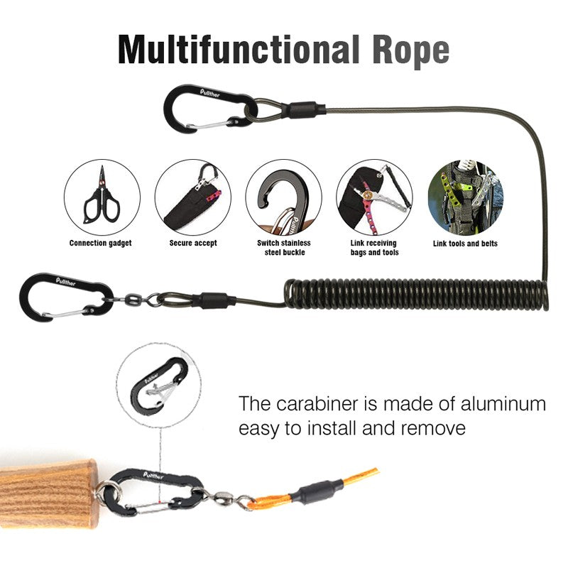 Ferramentas de pesca, cordas de segurança enroladas, alça de vara, cinto de amarração, acessórios de pesca, equipamento de pesca, equipamentos de pesca, fio antiperda, mosquetão.