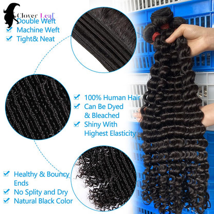 12A Ondas Profundas de Cabelo Humano Brasileiro Remy 30 32 Polegadas Cachos Naturais 100% Cabelo Humano Extensões de Cabelo Humano