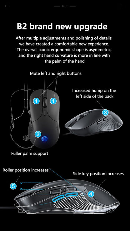 INPHIC B2 USB Wired Mouse Silent Office Gaming Mouse for PC and Laptops