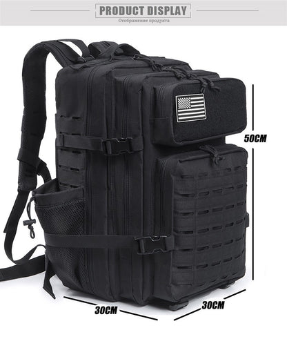 Mochila Tática 45L survival Bag Hunting MOLLE Backpack GYM Para Homens EDC Outdoor Hiking Rucksack com Suporte para Garrafa
