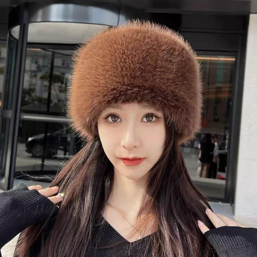 New Fluffy Fur Women's Winter Hat Winter Snow Ski Cap Female Faux Fur Thick Warm Windproof Hat Russian Hat Mink Fisherman's Hat