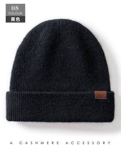 New Autumn Winter 100% Cashmere Hat Knitted Mountaineering Wool Hat Outdoor Skiing Double Layer Men and Women Thickened Warm
