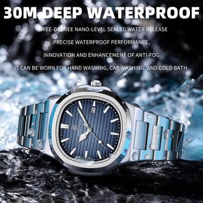 POEDAGAR Luxury Men Quartz Watch Waterproof Date Week Luminous Wristwatch Stainless Steel Men's Watches Male Clock Sports Reloj