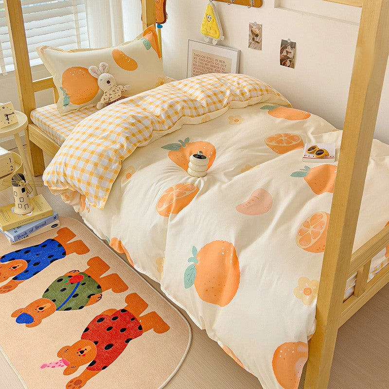 3pcs New Printed Quilt Set for Ladies Bedroom Apartment Student Dormitory Sweet Wind Cartoon (1pc Quilt Set +2pcs Pillowcase)