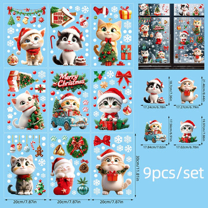 Christmas Gingerbread Man & Candy Cane Window Stickers - Sweet Holiday Decals for Bedroom Living Room Glass Holiday Home Decor