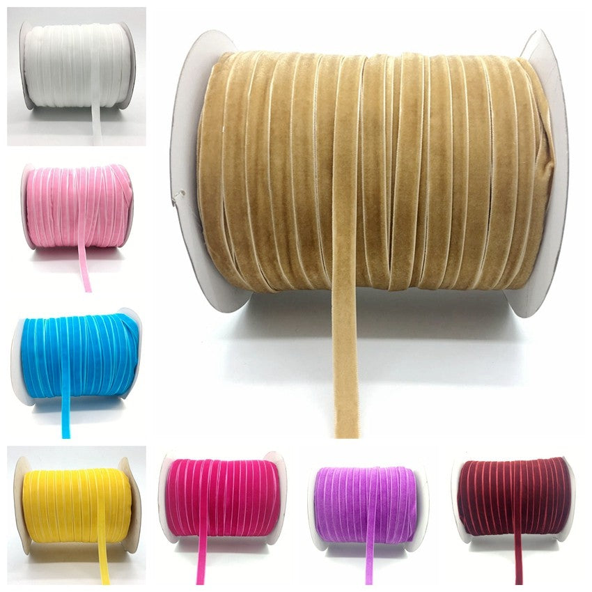 50yards 10mm Velvet Ribbon For DIY Handmade Gift Bouquet Wrapping Supplies Home Party Decorations Christmas Webbing Trimming