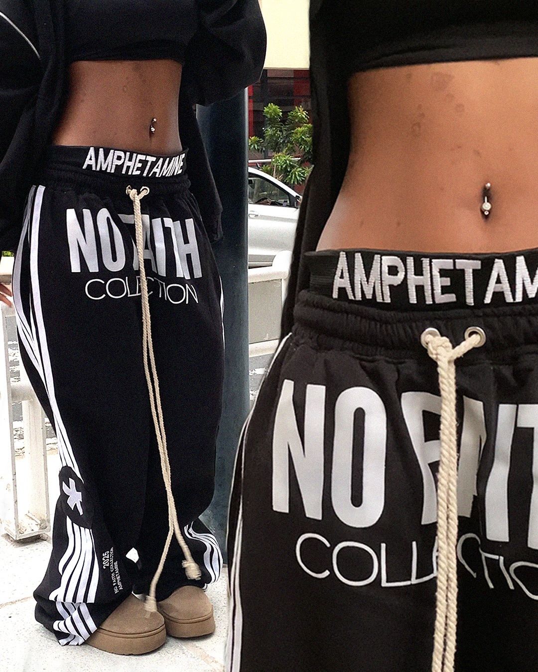 Y2K trendy Gothic English letter embroidered printed striped men sportswear pants retro Harajuku high Street punk casual pants