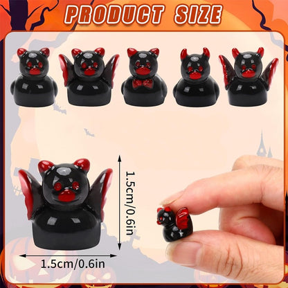5/10 Pcs Mini Resin Halloween Black Ducks, Tiny Devil Duck Figurines Miniature for Home Micro Landscape Craft DIY Ornament
