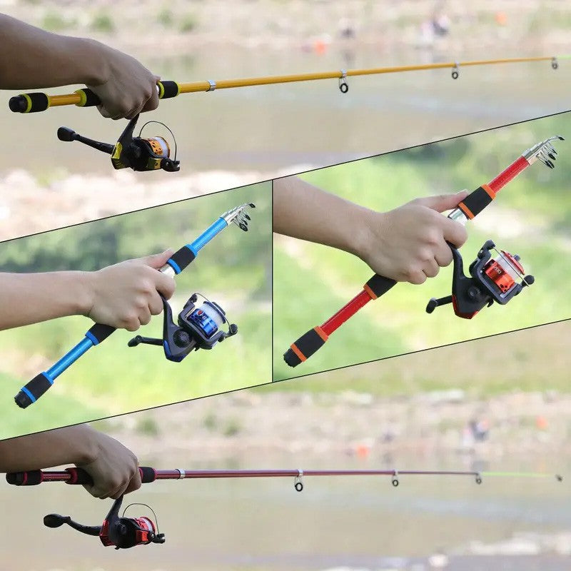 Kit Completo de Vara de Pesca com Vara Telescópica e Molinete Iscas Anzóis Kit de Pesca para Viagem