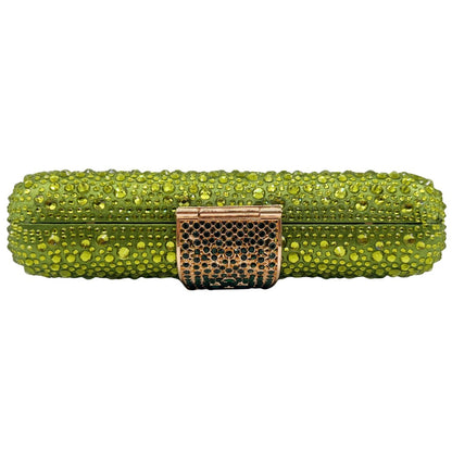 XIYUAN Women Green Crystal Evening Clutch Bag Glittering Purple Rhinestone Handbag Wedding Party Purse Full-diamond Bridal Bags
