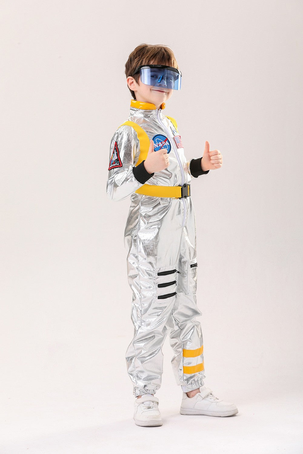 Astronaut Costume Kids Astronaut Silver Jumpsuit Space Themed Party Dress Up Boys Girls Spaceman Cosplay Children Space Suit