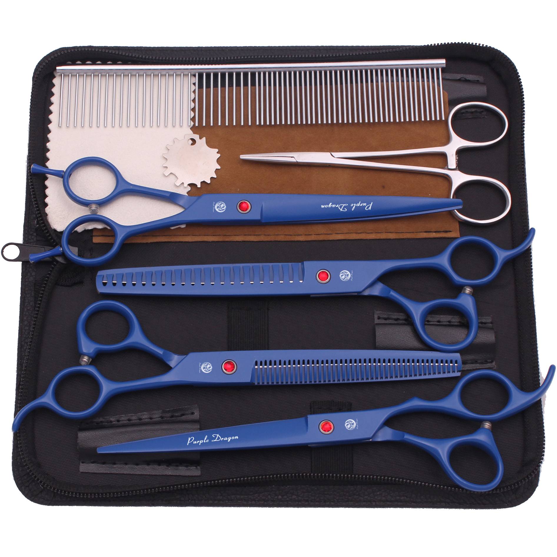 Dog Grooming Scissors Professional Stainless 7.5" Pet Hairdressing Scissors Dog Curved Scissors Thinning Shears Color Comb Z3088