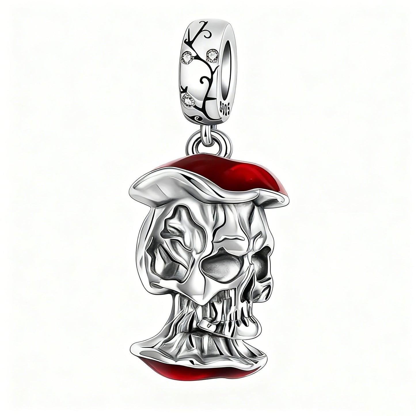 Heart & Organ Charm 925 Sterling Silver Red Rose Skull Dangle Pendant Dark Aesthetic Fit Bangle Bracelet Necklace DIY Jewelry