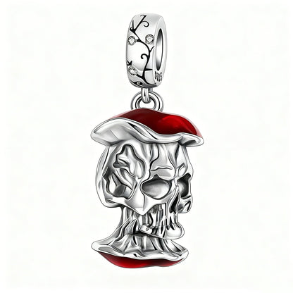 Heart & Organ Charm 925 Sterling Silver Red Rose Skull Dangle Pendant Dark Aesthetic Fit Bangle Bracelet Necklace DIY Jewelry
