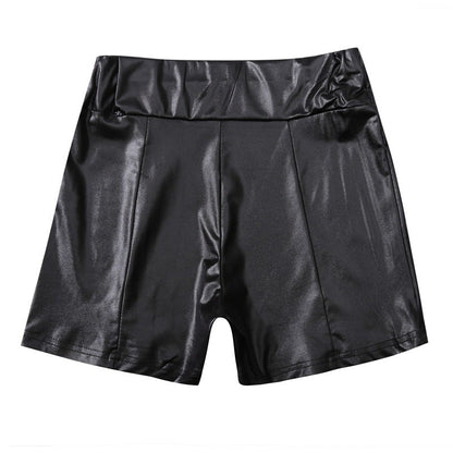 Women Faux Leather Shorts High Waist Push Up Black Short Joggers Sports Fitness Womens Sexy Slim Shorts Spodenki Damskie New
