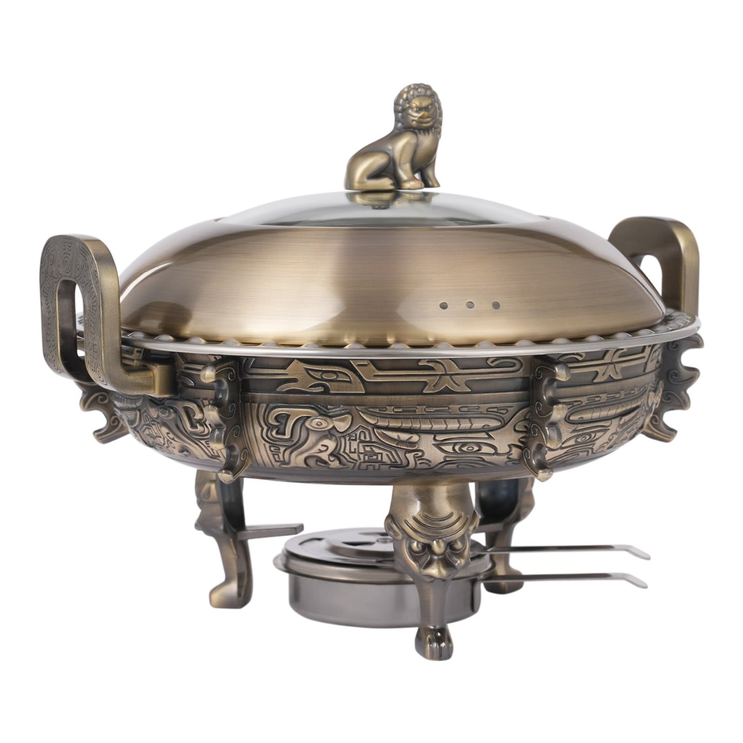 4PCS Chafing Dishes, Classical Round Chafing Buffet Set, Stainless Steel Chafers and Buffet Warmers Sets for Gatherings, Events