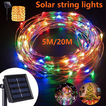 Fairy Lights Solar Garden Lights String Lights with 8 Modes Waterproof Copper Wire Lights for Patio Yard Trees Christmas Party