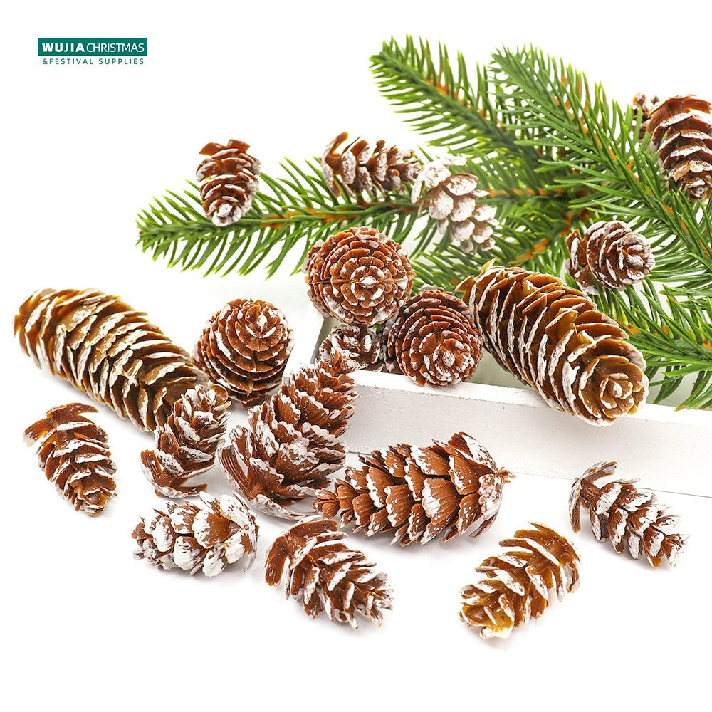 24Pcs Christmas Fake Pine Cones Xmas Tree Hanging Ornament Flowers Wreaths Pendant for Festival Wedding Party Gift Navidad Natal