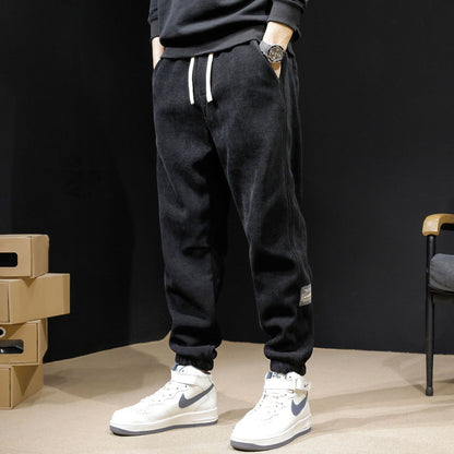 Autumn and Winter Men's Corduroy Casual Trousers Leggings Sweatpants Loose and Versatile Construction Site Pants Men's Trousers