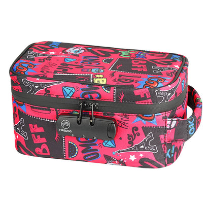 Large Smell Proof Case With Lock Mushroom Print Travel Portable Storage Bag with Handle