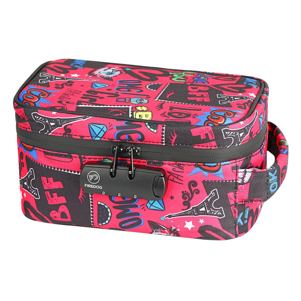 Large Smell Proof Case With Lock Mushroom Print Travel Portable Storage Bag with Handle