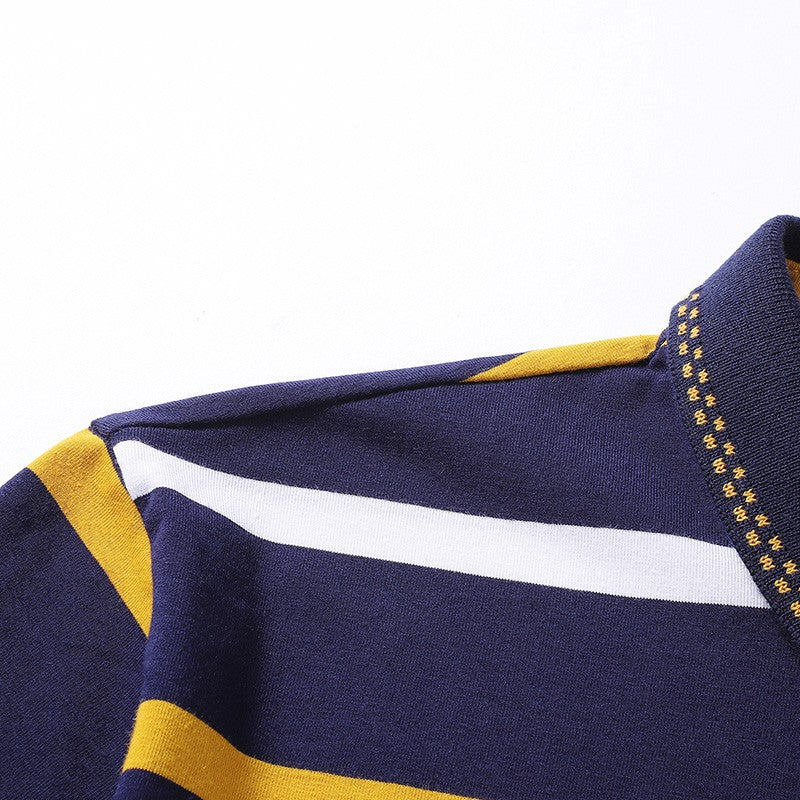 Men Polo Shirt Cotton Embroidery Long Sleeve Spring Stripe Polo Shirt Men Autumn Casual Fashion Polo Shirt Business T-shirts Men