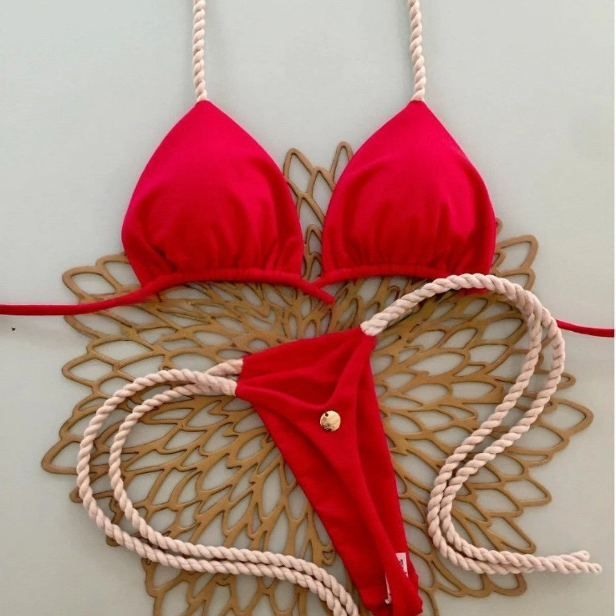 Sexy Halter Bikini Set Women Swimsuit Two-piece Triangle Thong Bathing Suit Brazilian Biquinis Holiday Gathering Swimwear